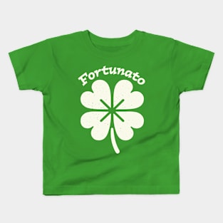 Fortunato Emblem - Distressed Four-Leaf Graphic Design Kids T-Shirt